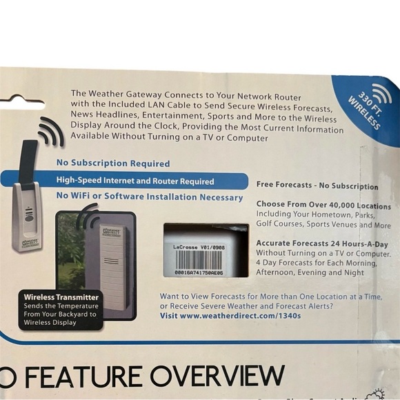 NIB LaCrosse Technology Weather Direct Wireless Talking Forecaster WA-1340UP - Picture 5 of 7